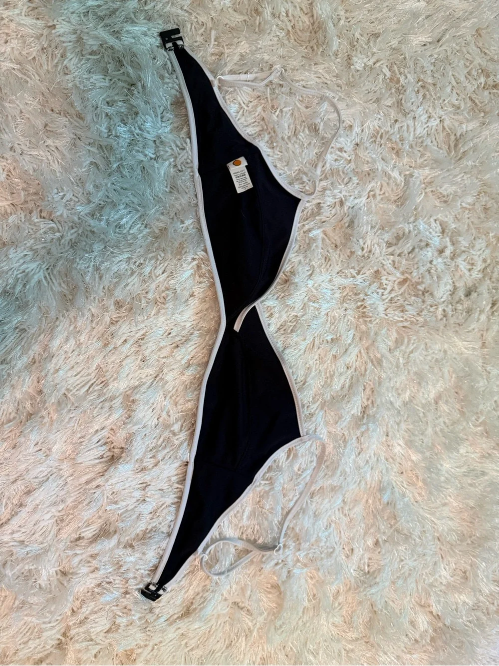 Topic of C Black Triangle Bikini Top with White Trim - Picture 4 of 6